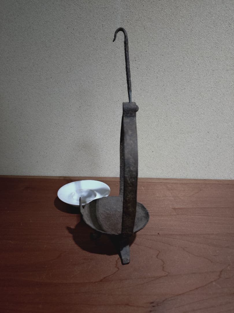 鉄製 吊るし灯火器 花器 花入れ 古道具 古民具 燭台 行燈 行火 灯明
