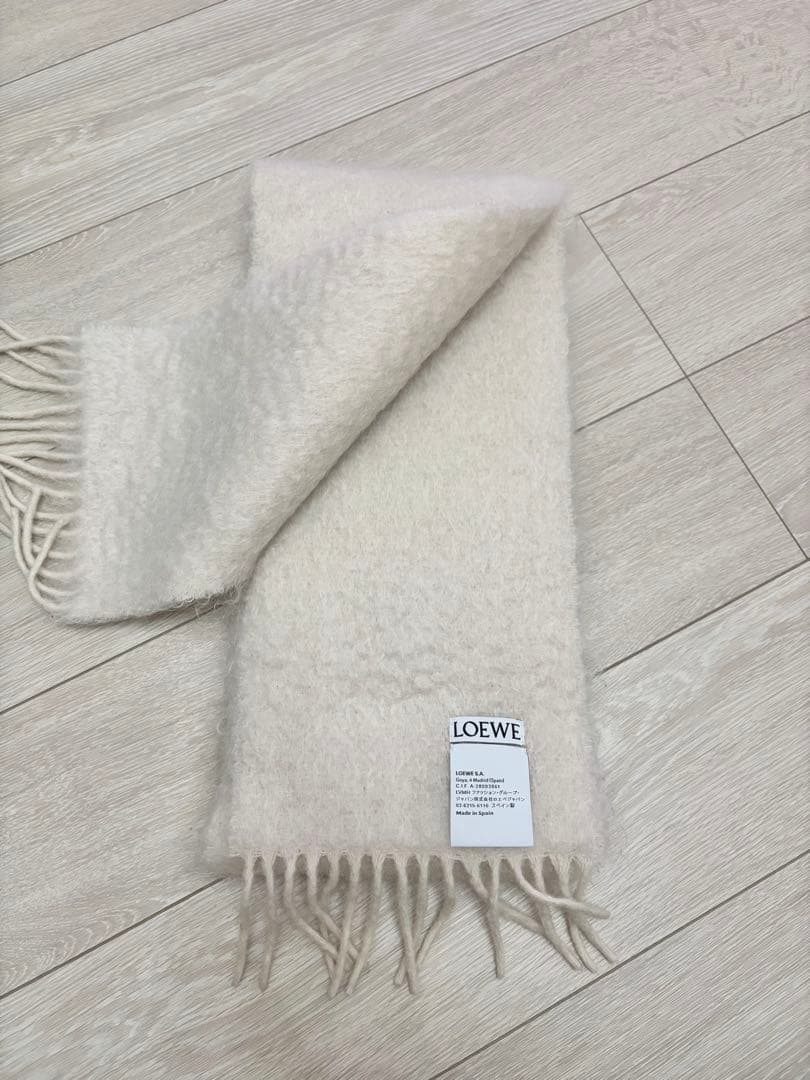 【美品】ロエベ モヘア マフラー アイボリー