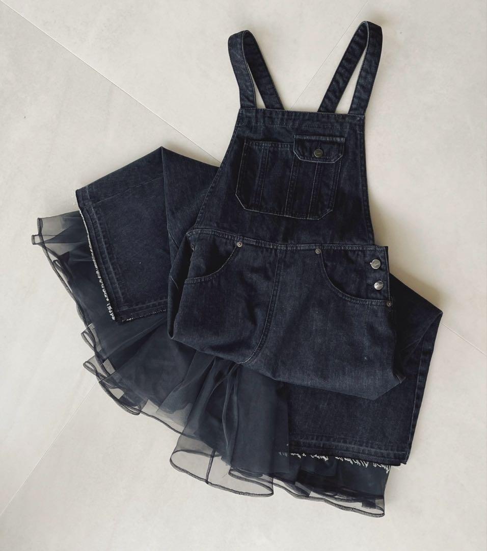 【ただいま60%オフ】Belle vintageチュールドッキングデニムサロペ