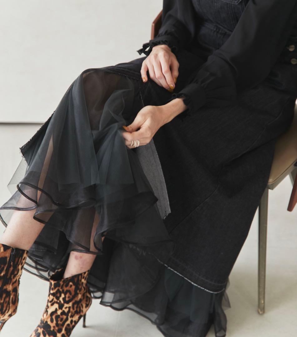 【ただいま60%オフ】Belle vintageチュールドッキングデニムサロペ