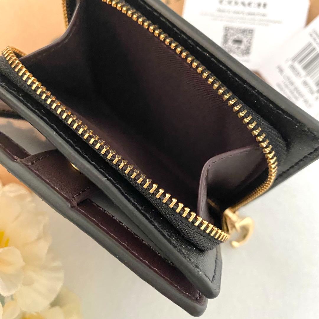 新品　正規品☆COACH(コーチ) 折り財布 ブラック　エナメル 二つ折り財布