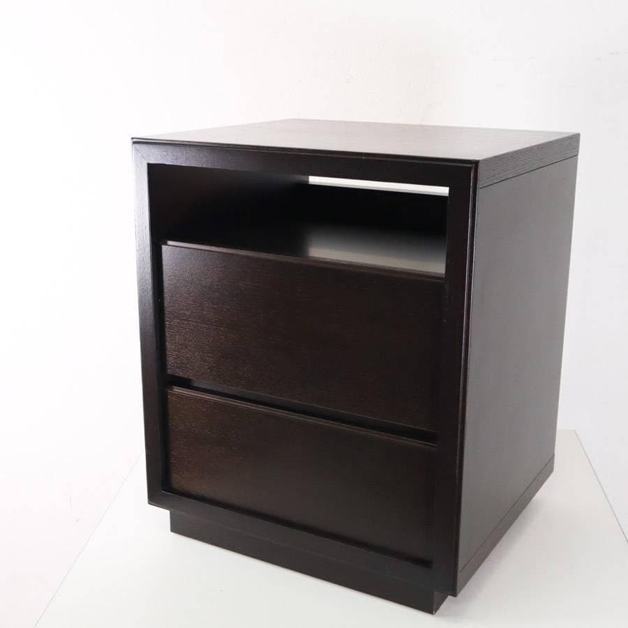 値下フランスベッド ナイトテーブル ダークブラウン 日本製 コンセント＆引出付2