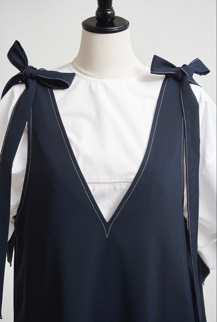 【さわさわ様】yori トリアセリボンサロペット 36 ネイビー