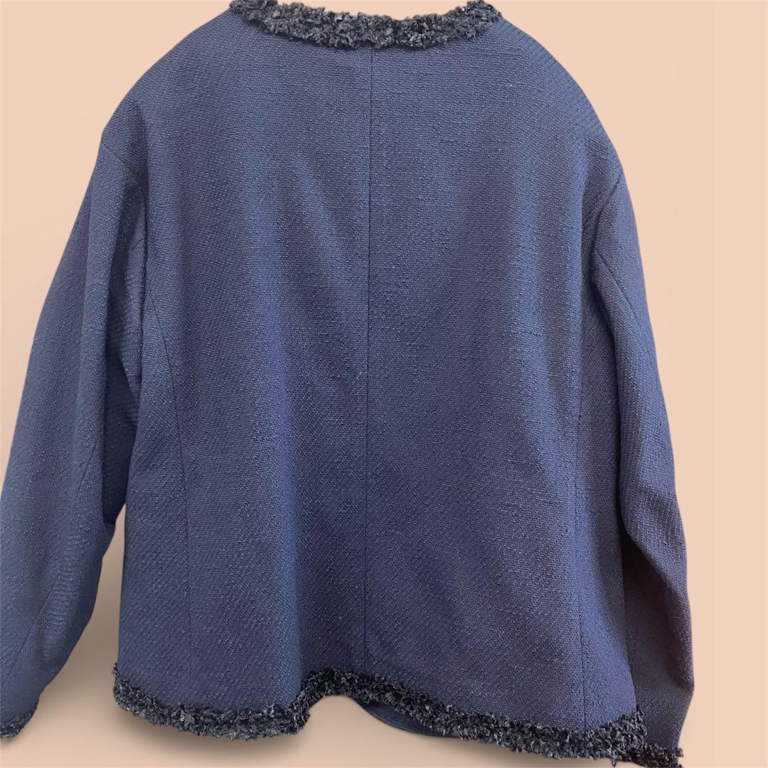 定価約10万円　購入ツィードジャケット　ネイビー 新品タグ付き　ノーカラー