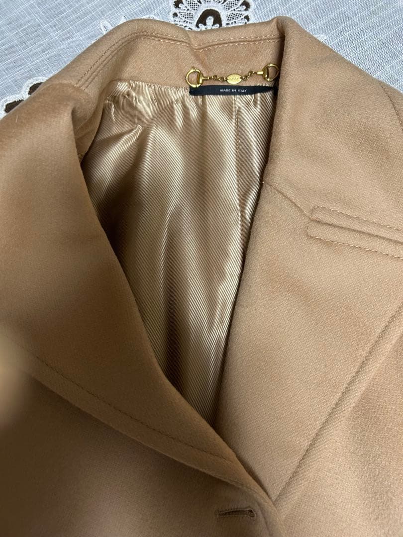 GUCCI ベージュ ダブルブレスト ロングコート　サイズ　40