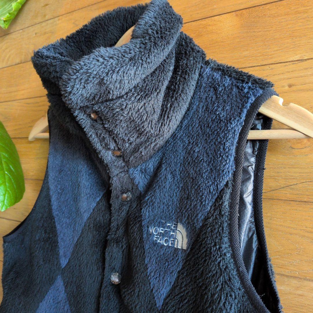 ノースフェイス　ベスト　フリースナイロン　リバーシブル　黒ネイビー　レディース