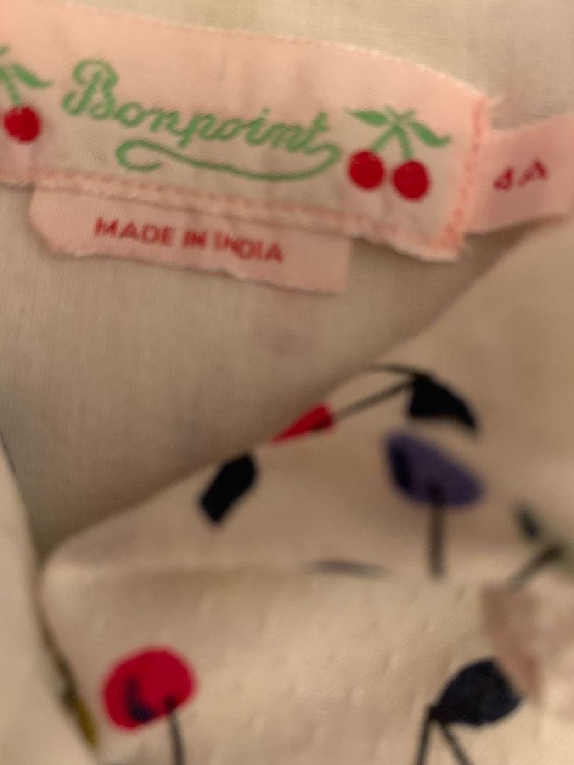 美品 Bonpoint ノースリーブ ワンピース 4A 襟付き さくらんぼ
