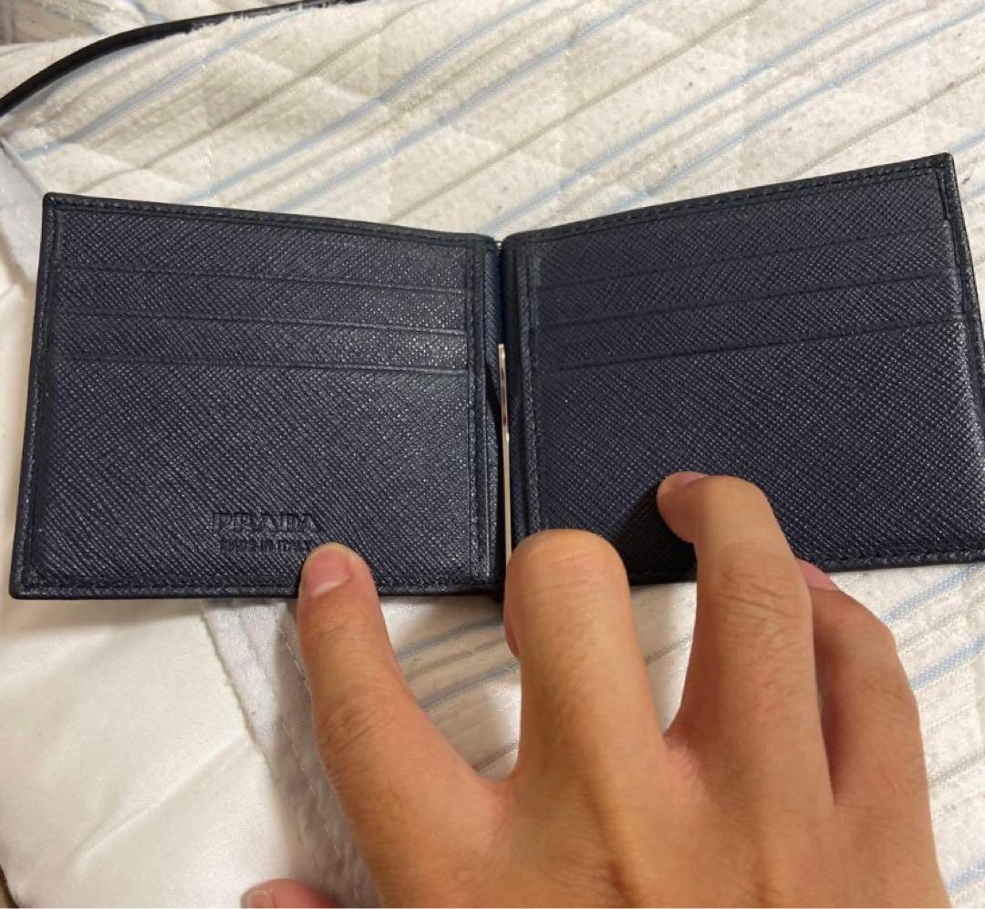 ネイビー レザー マネークリップ