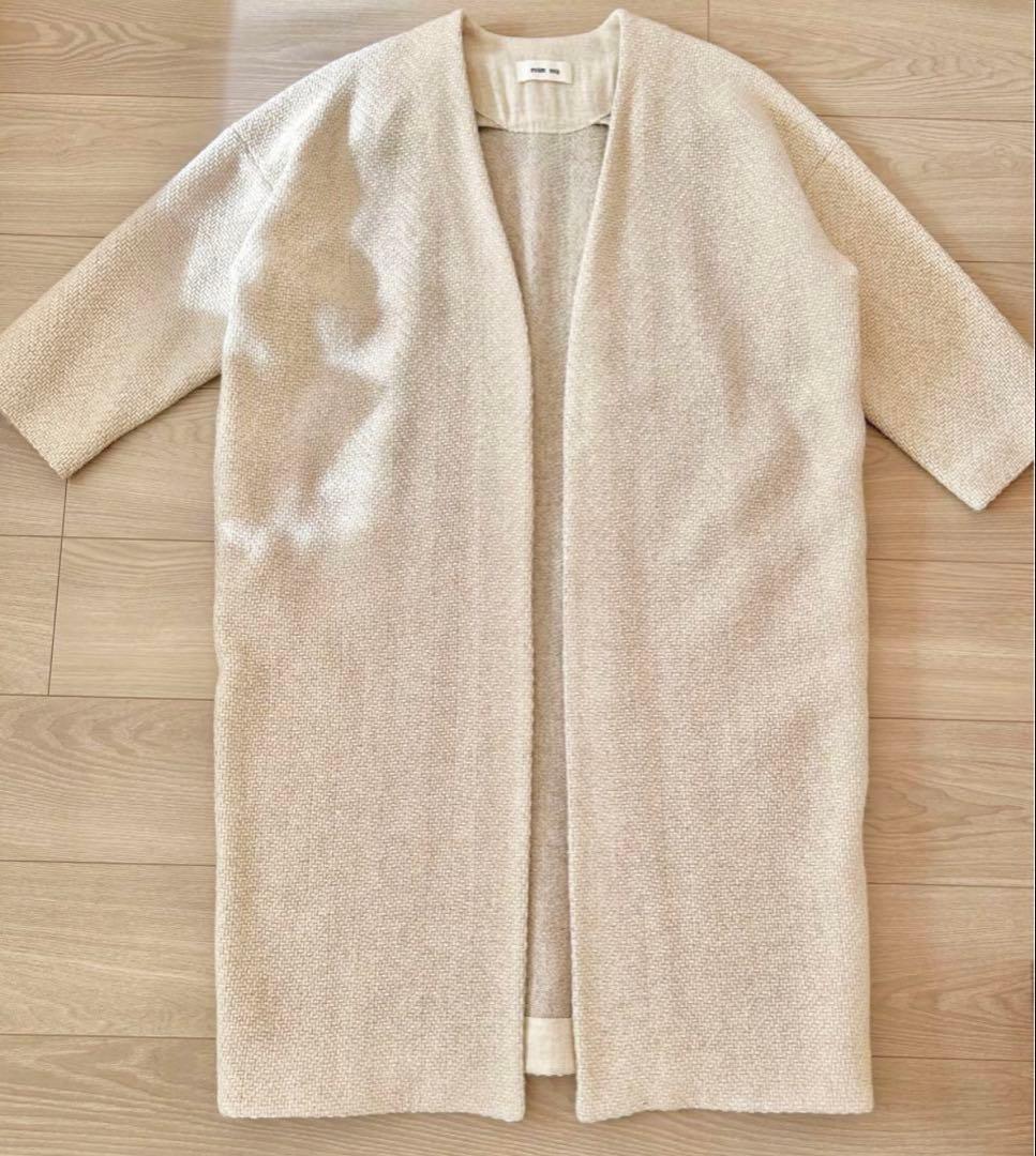 最終出品明日まで【未使用】evam eva ウールツイードローブコート