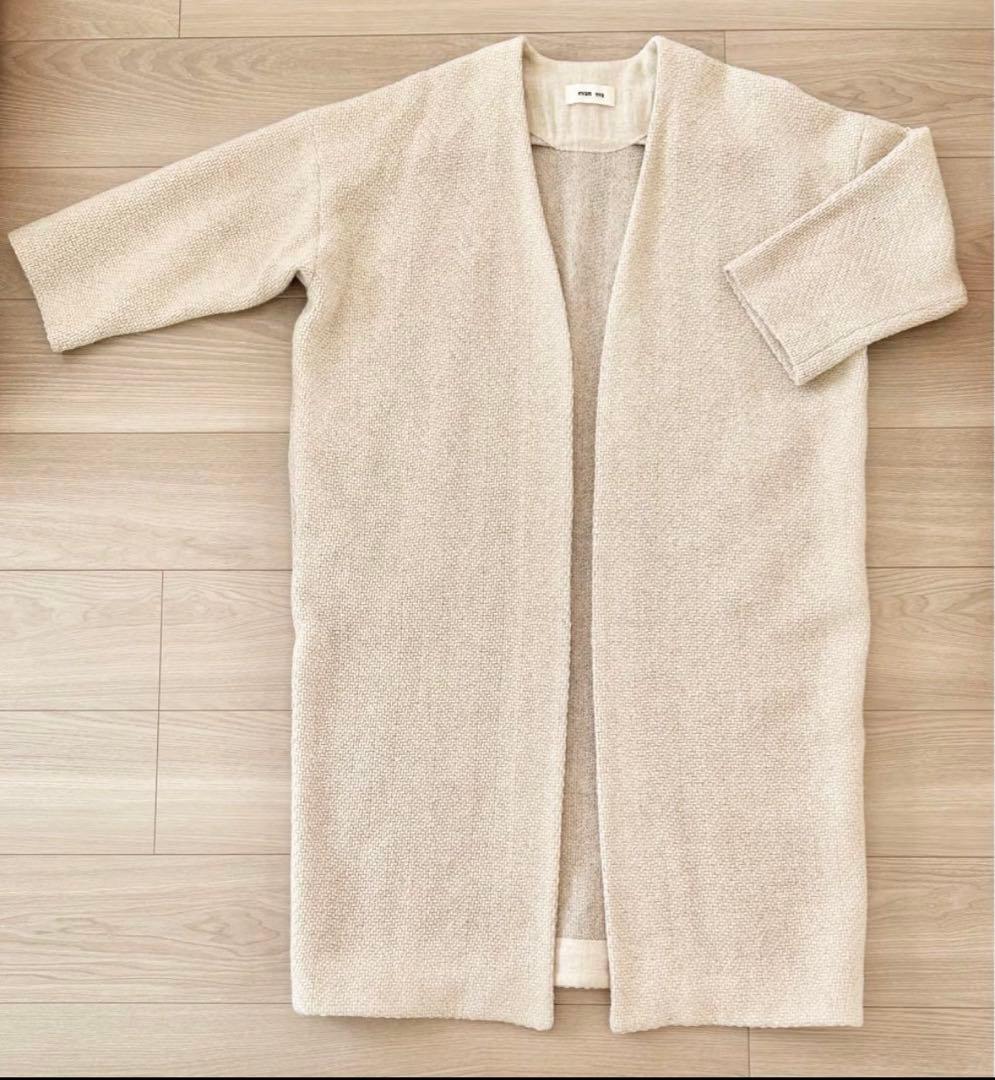 最終出品明日まで【未使用】evam eva ウールツイードローブコート