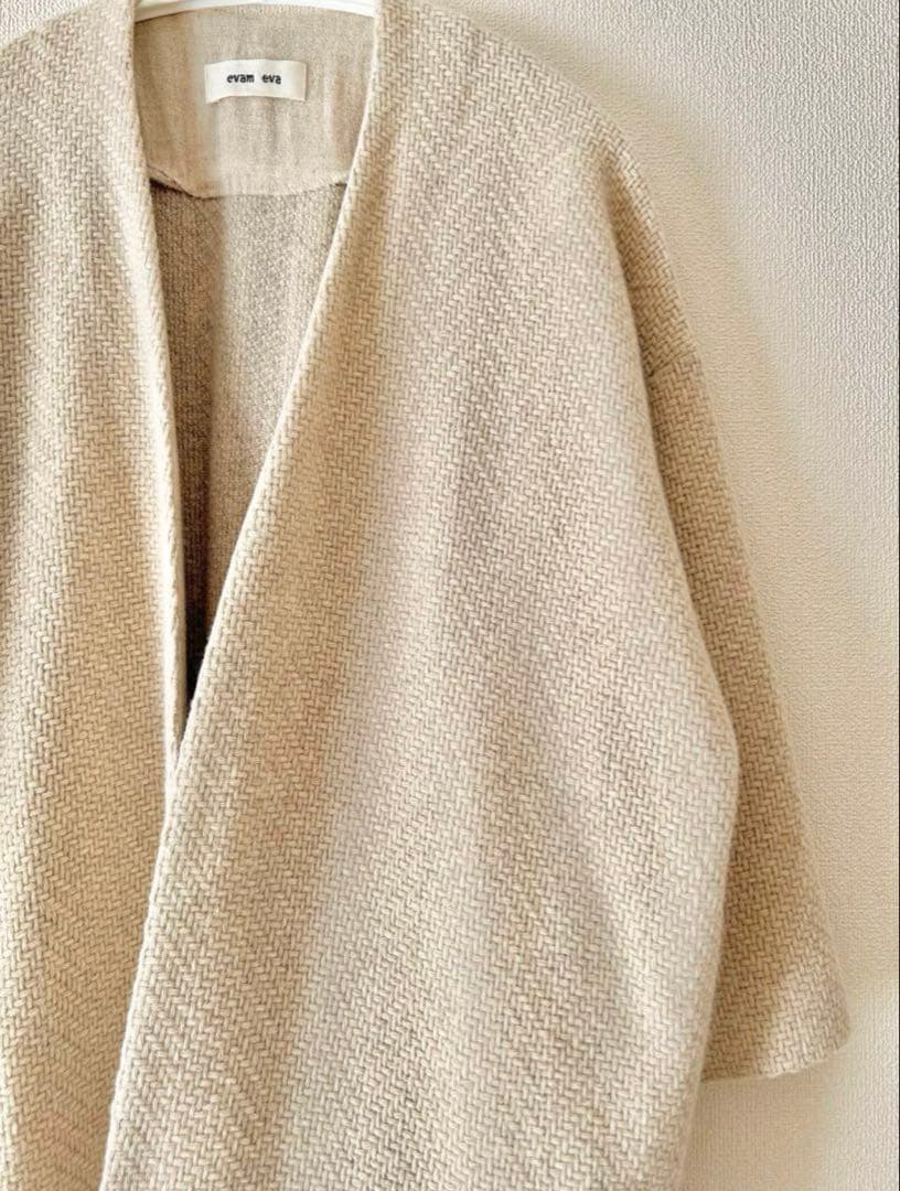 最終出品明日まで【未使用】evam eva ウールツイードローブコート