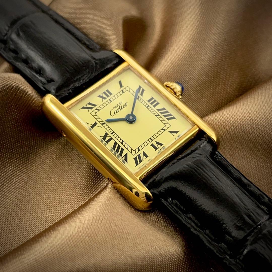 T215 カルティエ ヴェルメイユ マストタンクSM アイボリー文字盤 クォーツ