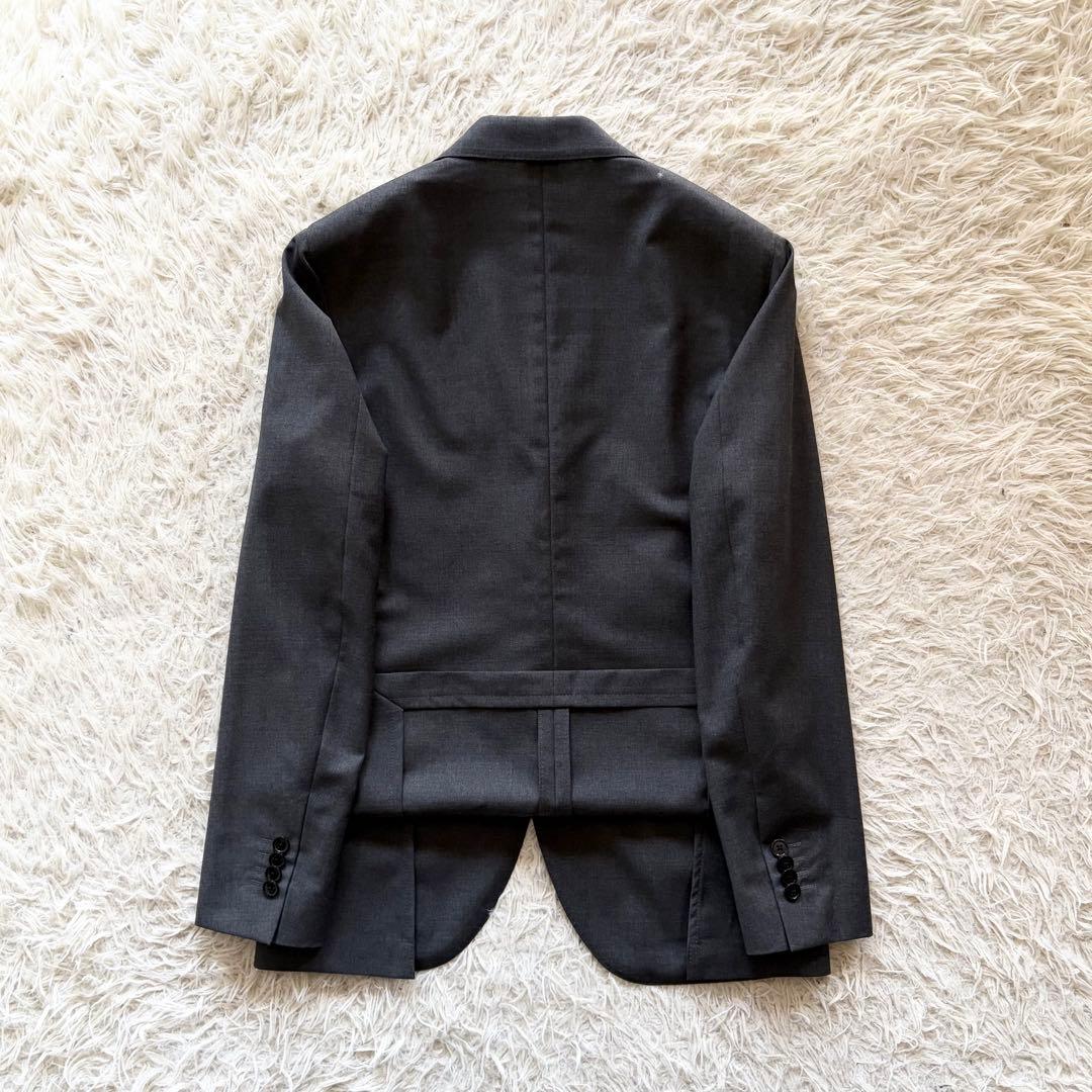 <極美品>LARDINI ダークグレー 3ピース ウール スーツ サイズ46