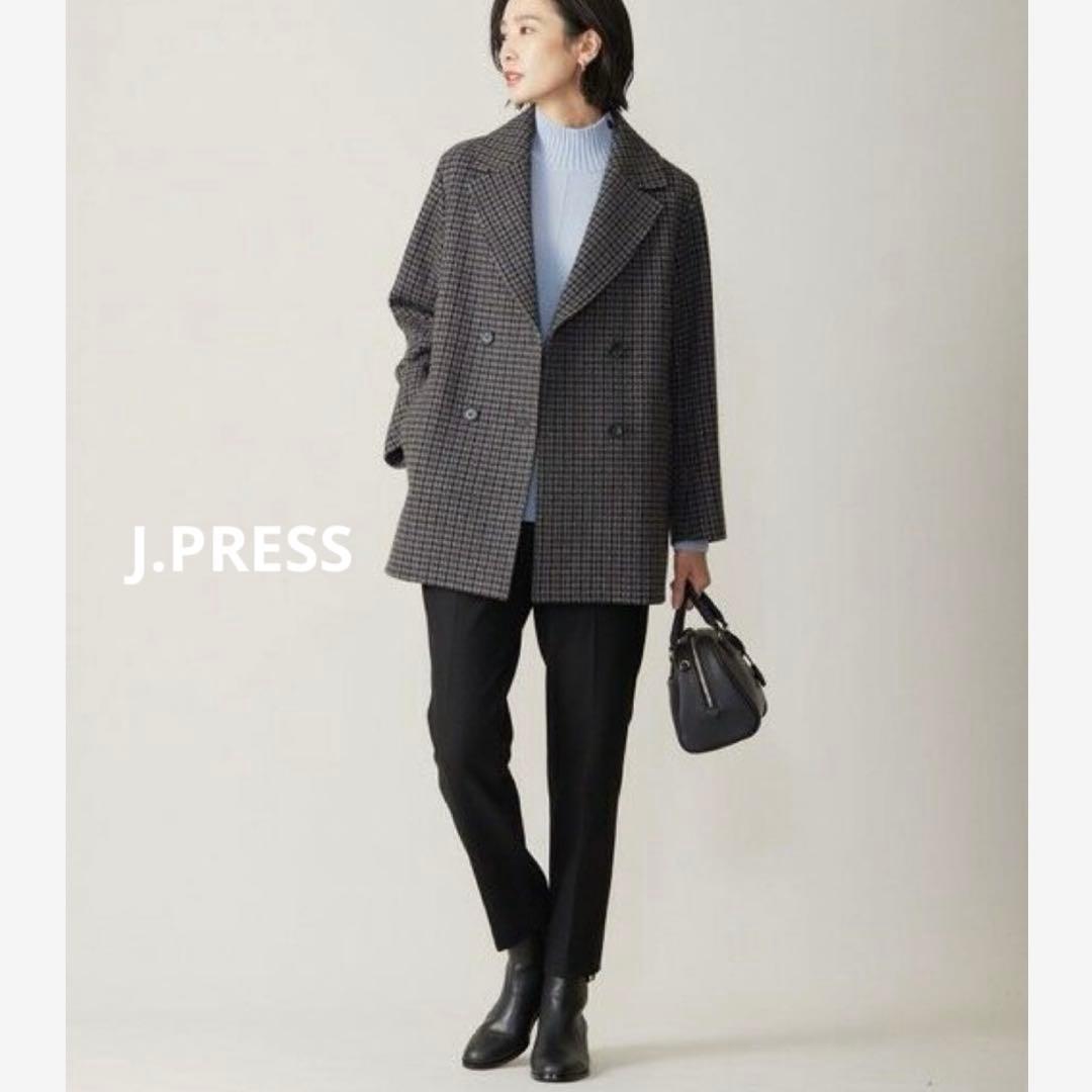 美品♪ J.PRESS ツイードチェックPコート ウール