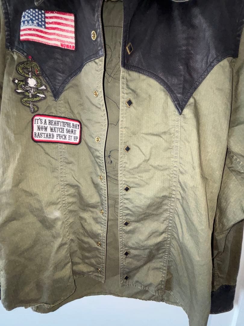 roen レザー切り替えジャケット　刺繍