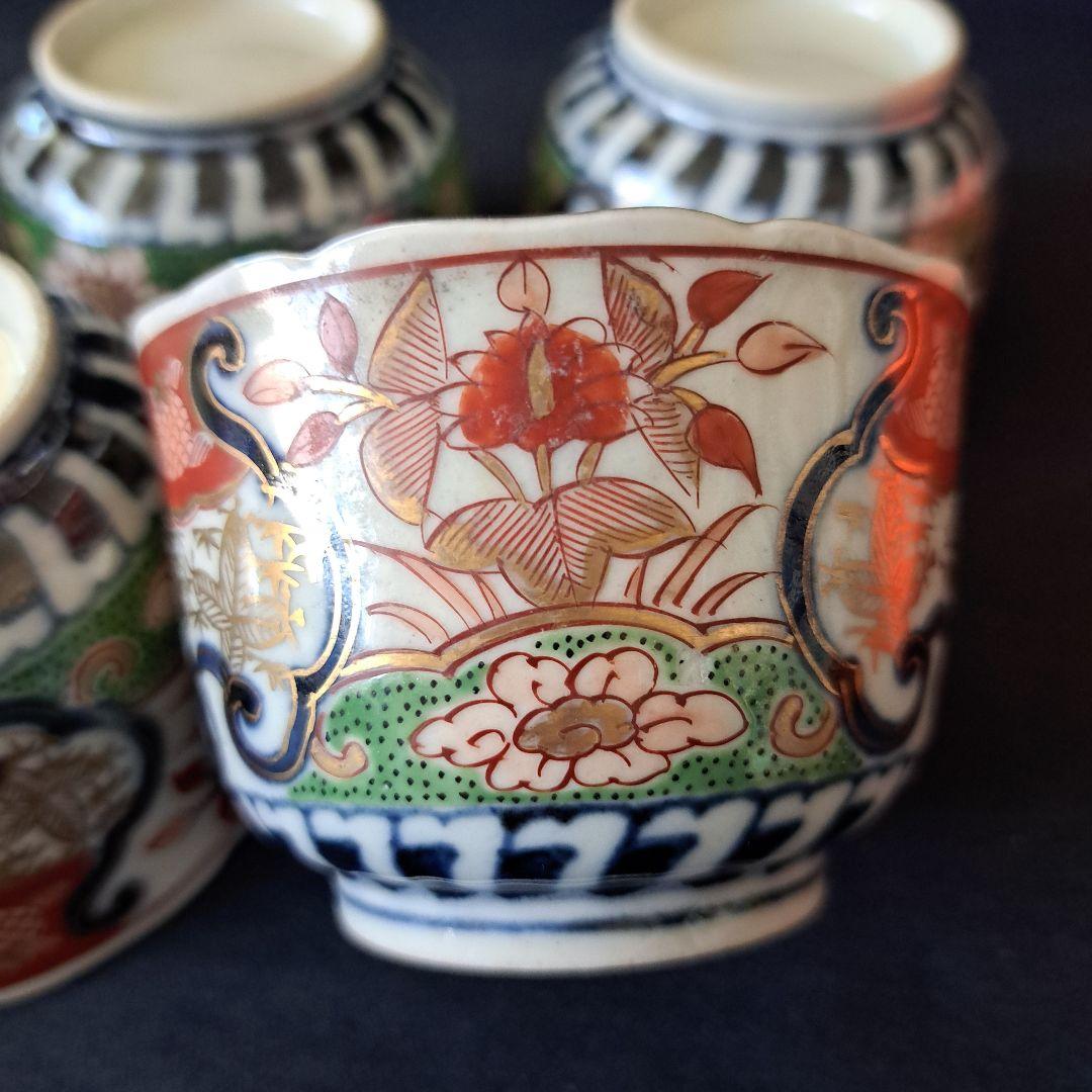 「スマートな向付(むこうずけ)その② 直径7.5cm」古伊万里 3客セット 骨董