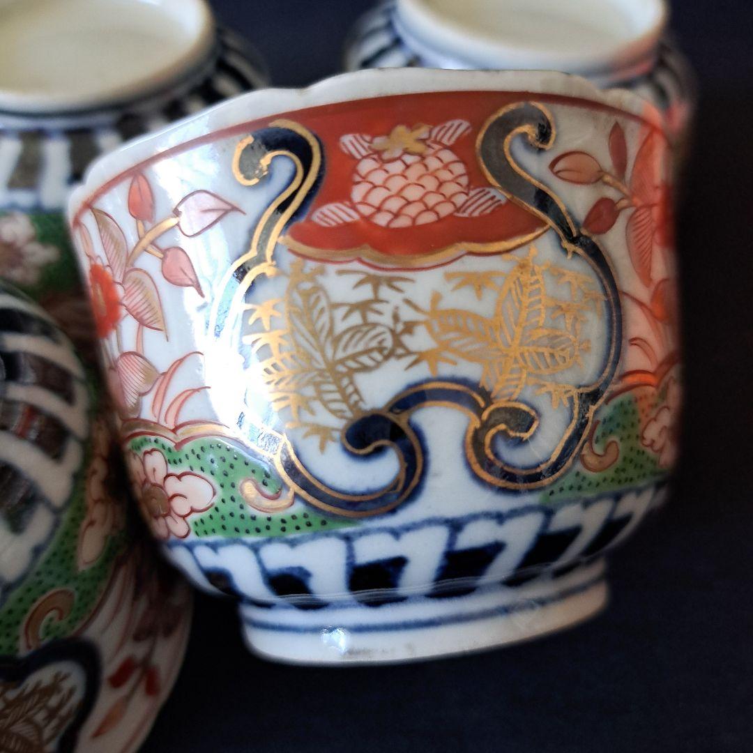 「スマートな向付(むこうずけ)その② 直径7.5cm」古伊万里 3客セット 骨董