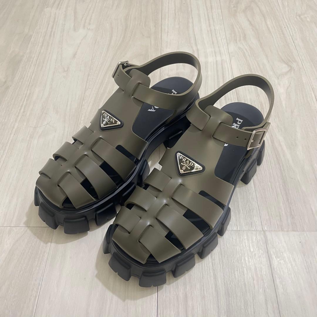 PRADAモノリス　サンダル 限定カラー　カーキ　メンズサイズ10