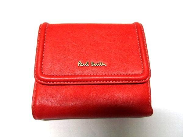 新品ポールスミスPaul Smith 二つ折り財布 ボンディング牛革 レッド