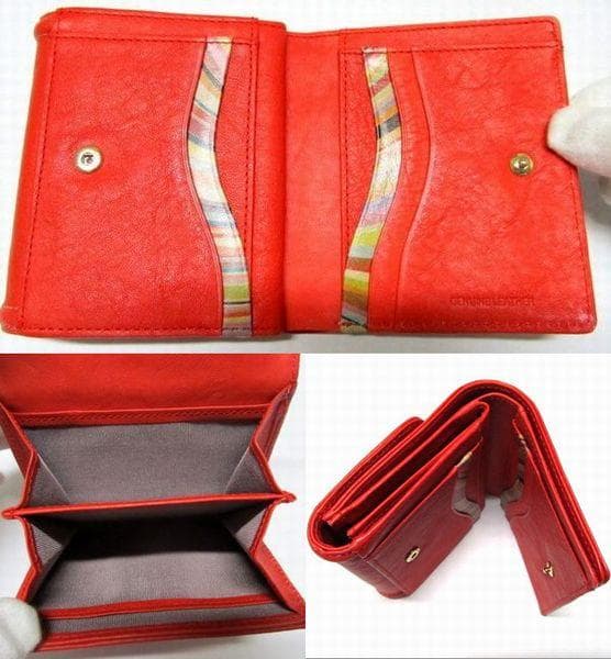 新品ポールスミスPaul Smith 二つ折り財布 ボンディング牛革 レッド