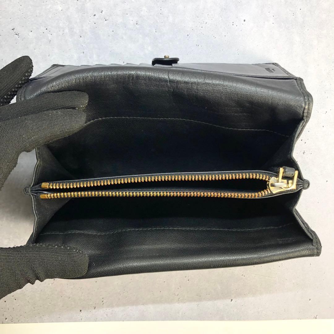 LOEWE ロエベ マイア アナグラム ラムスキン 二つ折り 長財布 黒 レザー