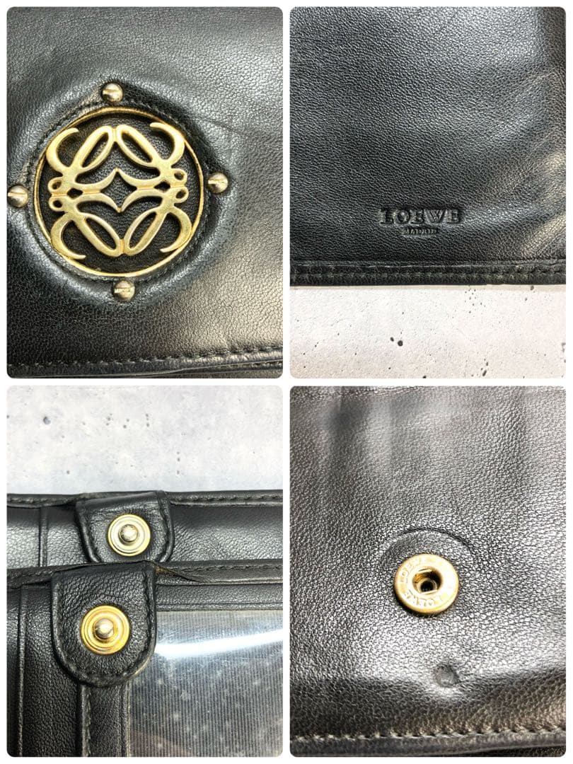 LOEWE ロエベ マイア アナグラム ラムスキン 二つ折り 長財布 黒 レザー