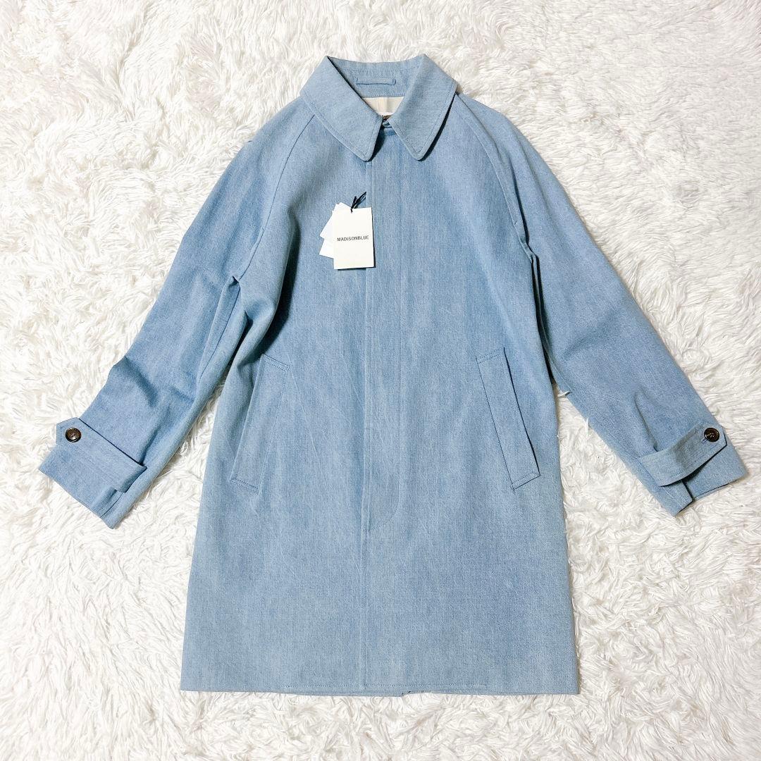 未使用タグ付 マディソンブルー バルカラーコート ブロークン デニム 裏地シルク