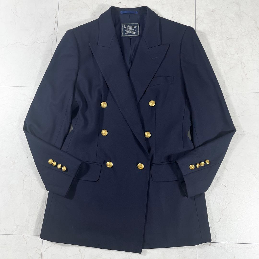 ✨極美品 バーバリーズ カシミヤ 100% 紺ブレ 金ボタン シャドーホース