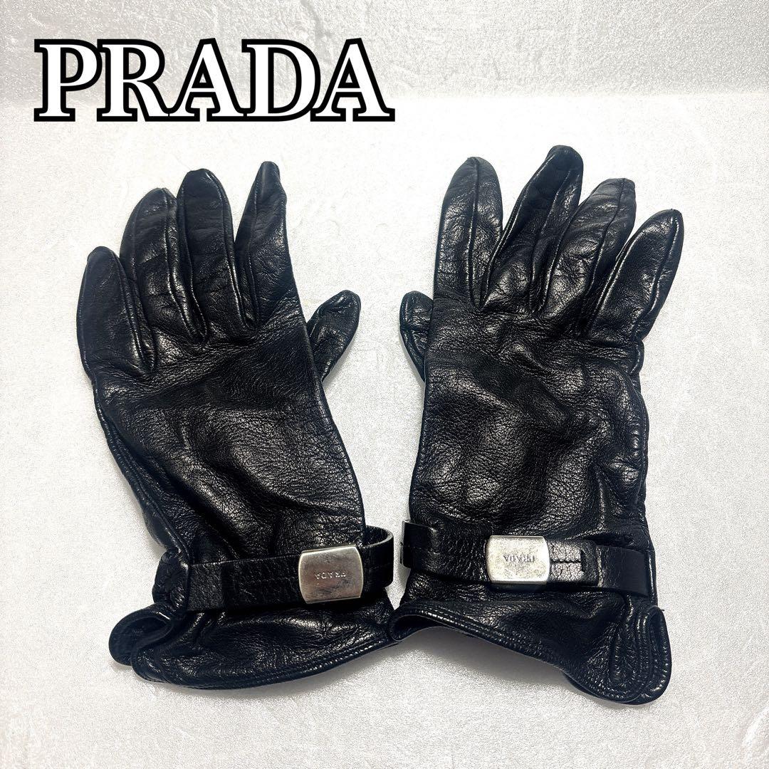 《早い者勝ち》 PRADA ラムレザー 100% 手袋 シルク レディース
