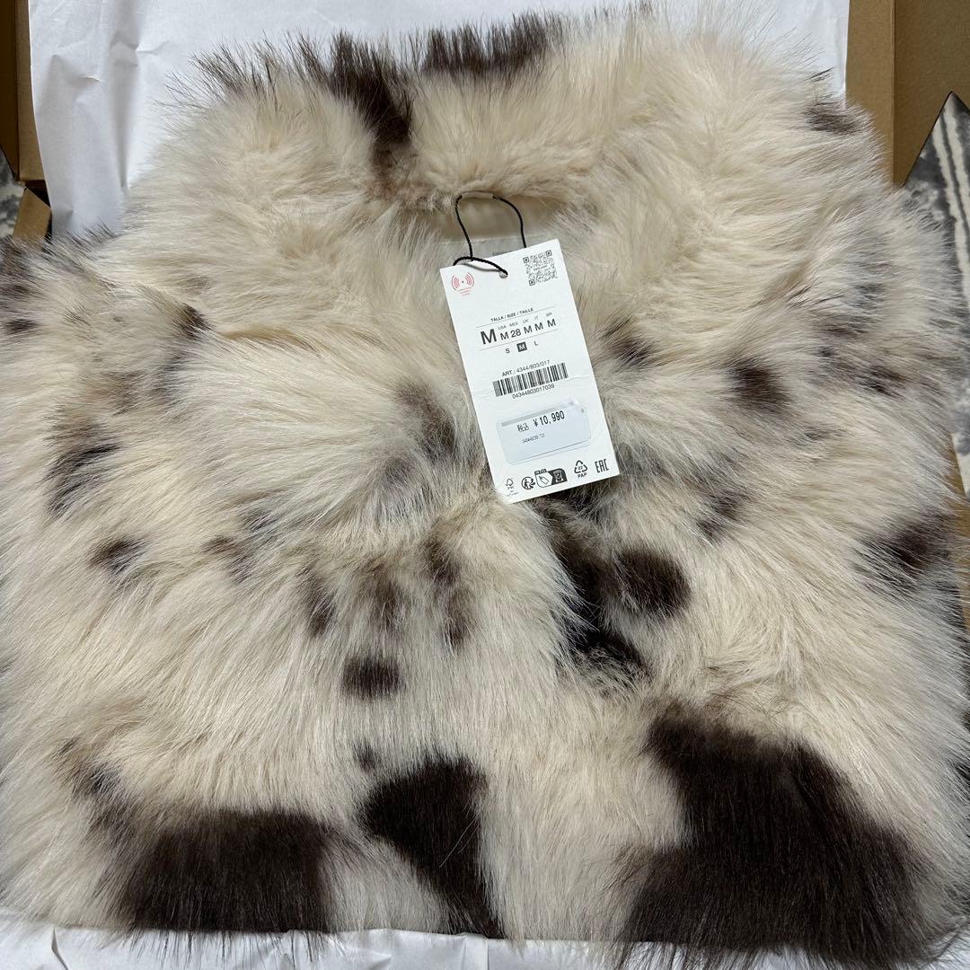 完売品 ZARA アニマルプリント フェイクファーショートコート M 今期新作