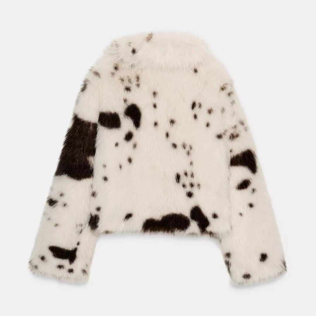 完売品 ZARA アニマルプリント フェイクファーショートコート M 今期新作