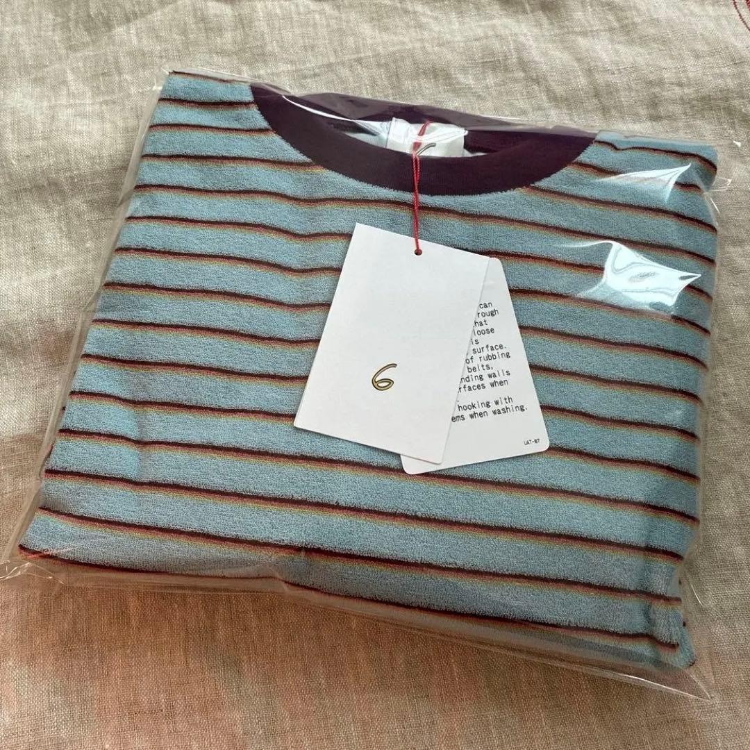 6(ROKU) パイル ボーダー ロングスリーブ Tシャツ