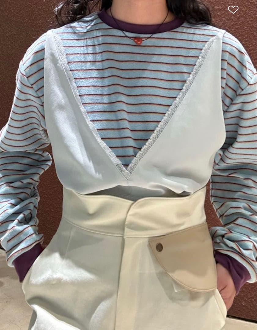 6(ROKU) パイル ボーダー ロングスリーブ Tシャツ