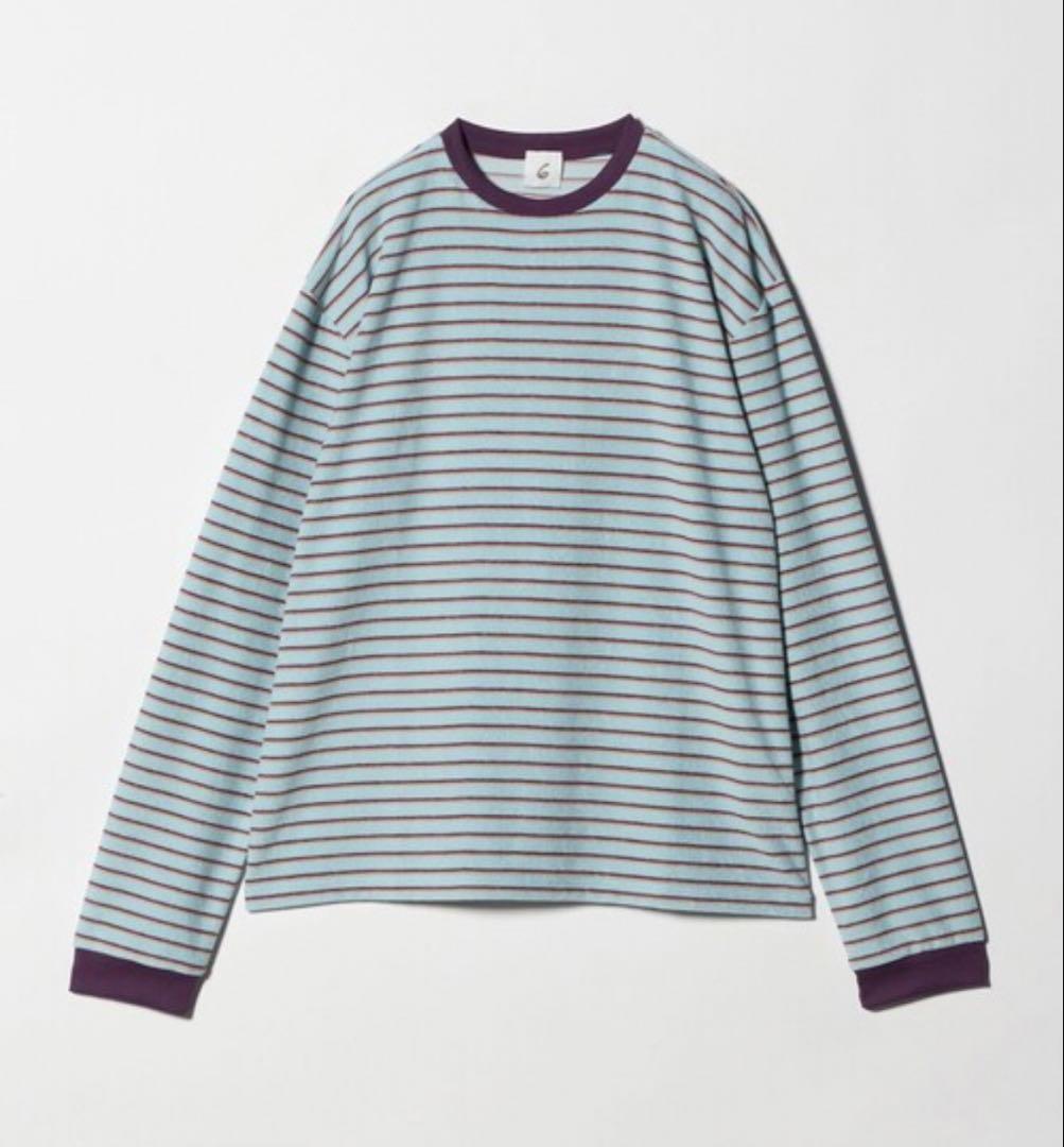 6(ROKU) パイル ボーダー ロングスリーブ Tシャツ