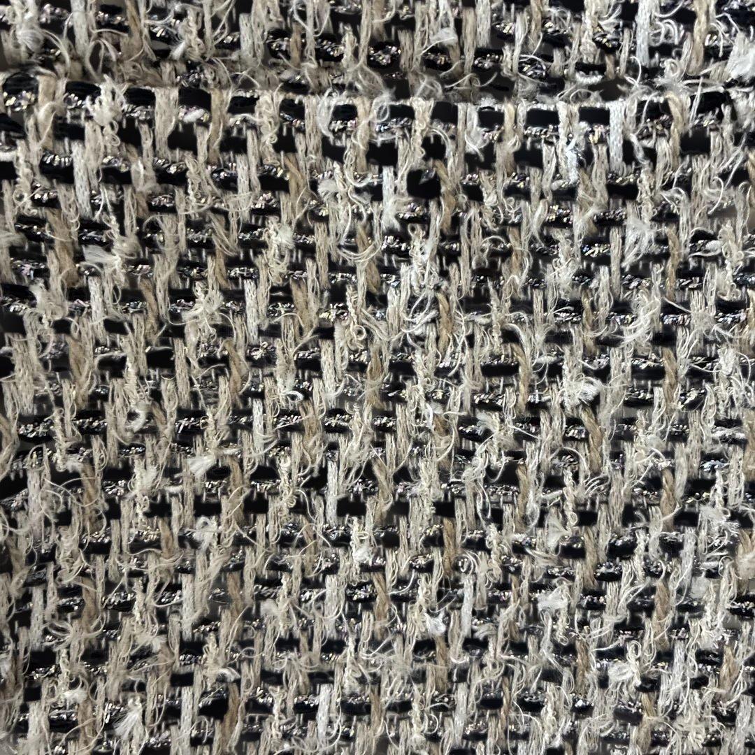 EFFEbeamsツイード ノーカラージャケット 白黒 金新品未使用フリーサイズ