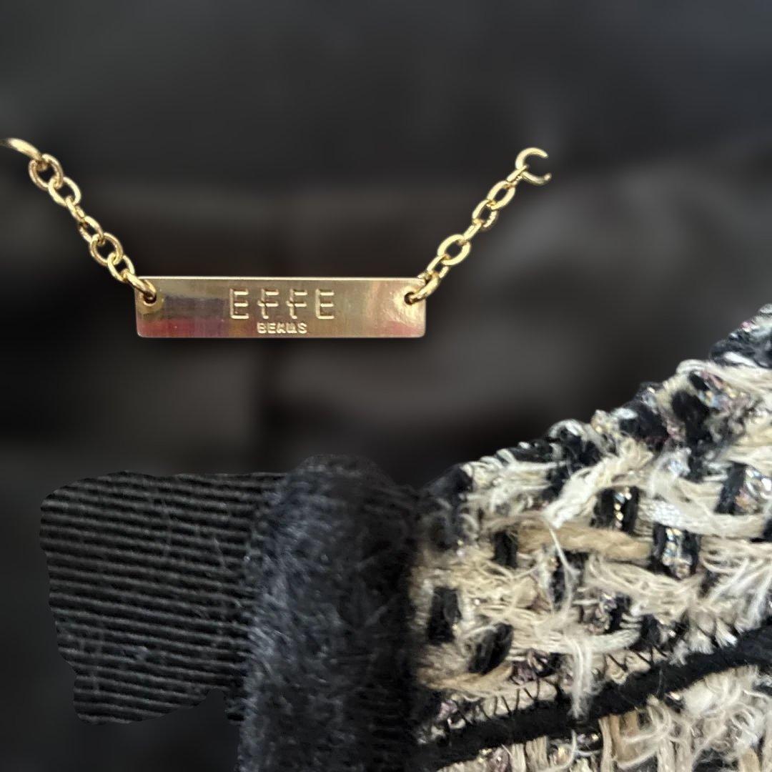 EFFEbeamsツイード ノーカラージャケット 白黒 金新品未使用フリーサイズ