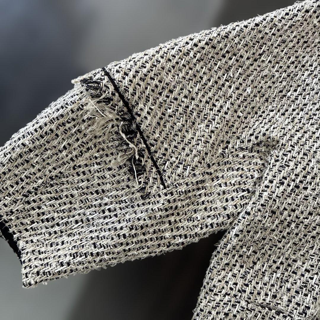 EFFEbeamsツイード ノーカラージャケット 白黒 金新品未使用フリーサイズ