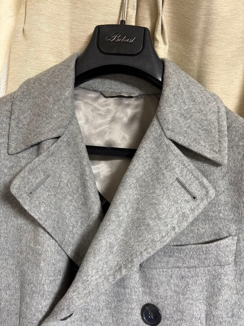 メル78230Belvest ダブルフェイスウールカシミアフランネルコート