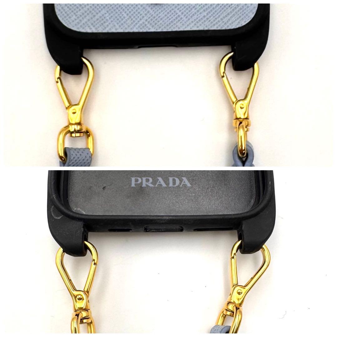 鑑定済み　未使用級✨　プラダ　iPhone15 ショルダースマホケース　三角ロゴ