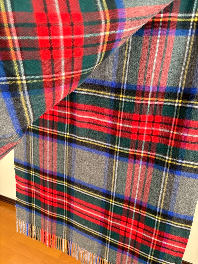 Johnstons　大判カシミヤストール　グレー　正規代理店タグ付き