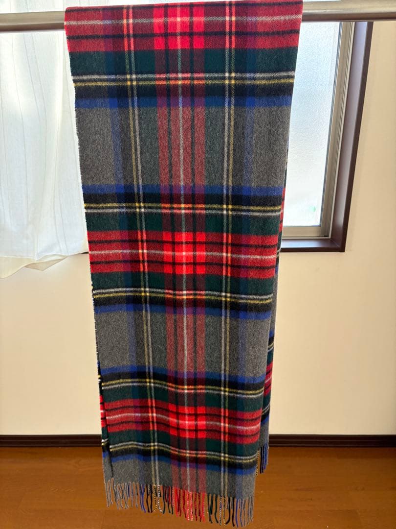 Johnstons　大判カシミヤストール　グレー　正規代理店タグ付き