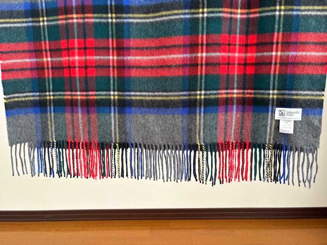 Johnstons　大判カシミヤストール　グレー　正規代理店タグ付き