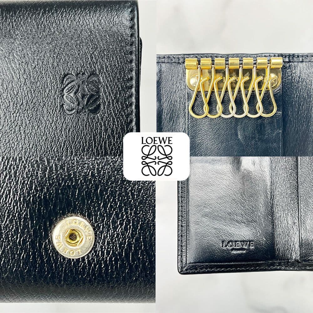 【でこでこ】 LOEWE 6連キーケース ブラック ゴールド金具