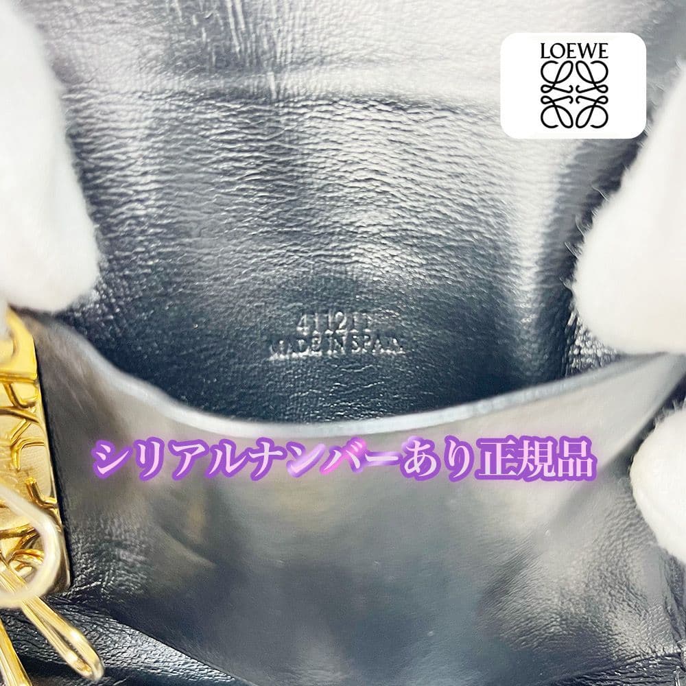 【でこでこ】 LOEWE 6連キーケース ブラック ゴールド金具