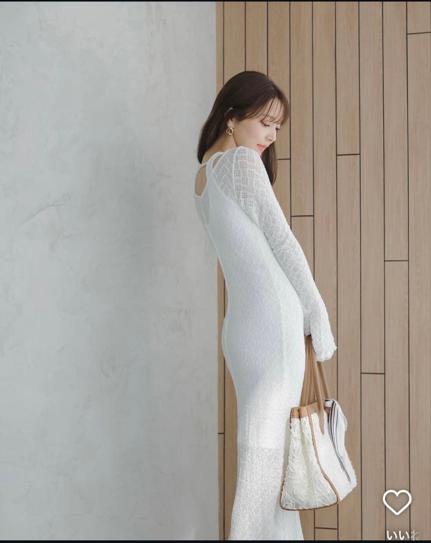 snidel ニットワンピース 長袖 ネイビー