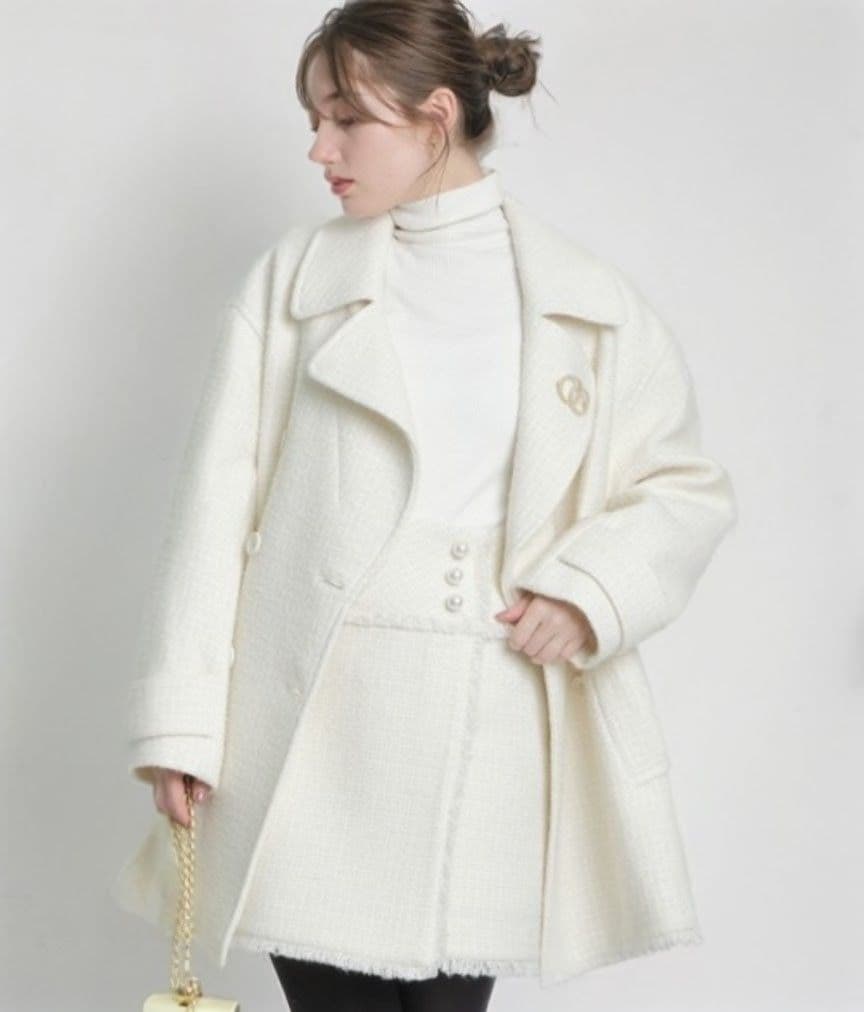 【新品タグ】アプワイザーリッシェ Pコート ピーコート ダブルブレスト　ホワイト