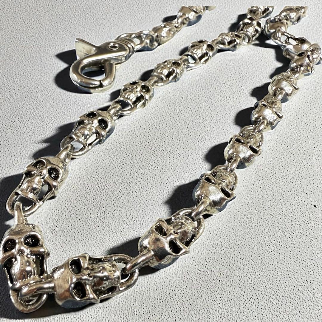 ウォレットチェーン シルバー スカル 骸骨 バイカー ロック