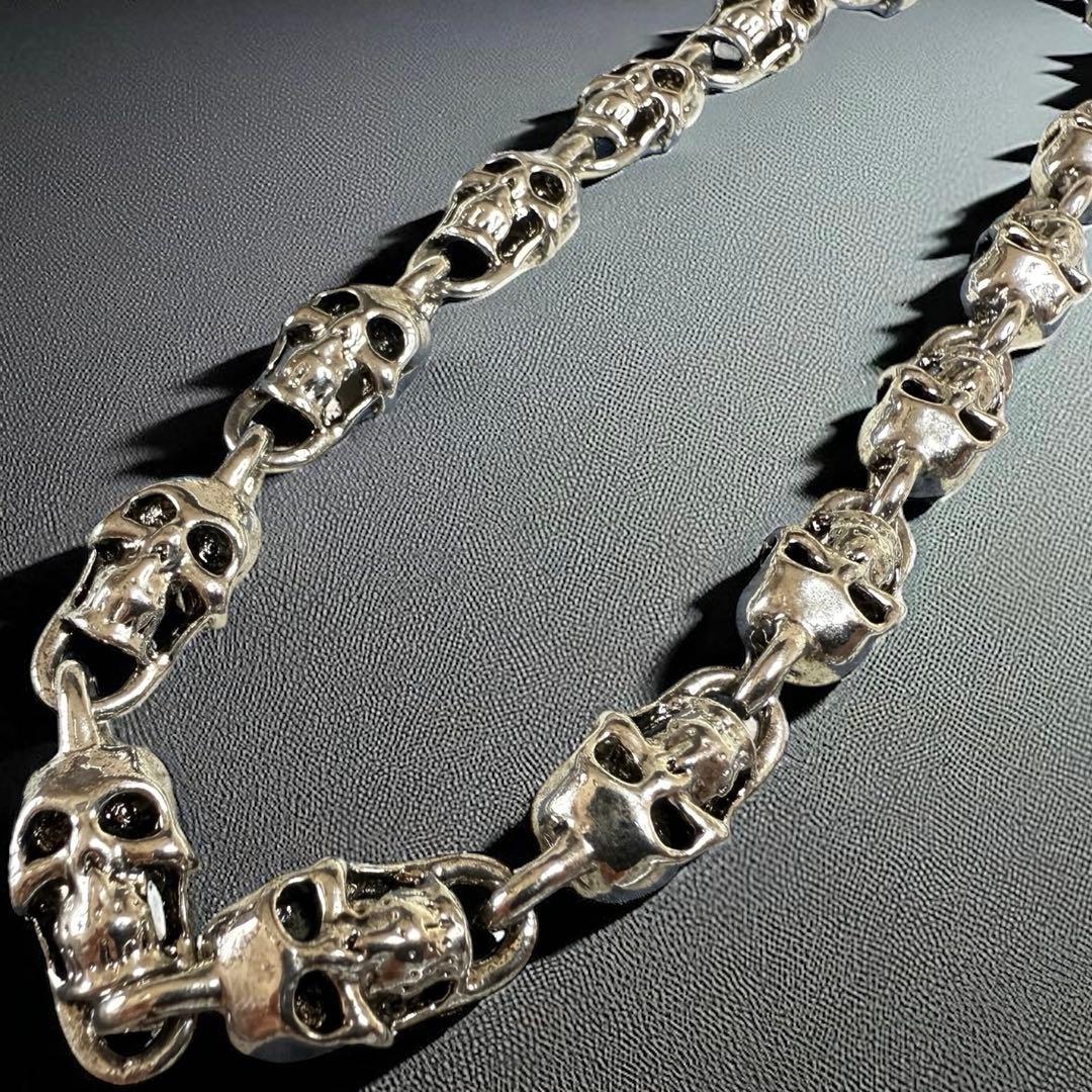 ウォレットチェーン シルバー スカル 骸骨 バイカー ロック