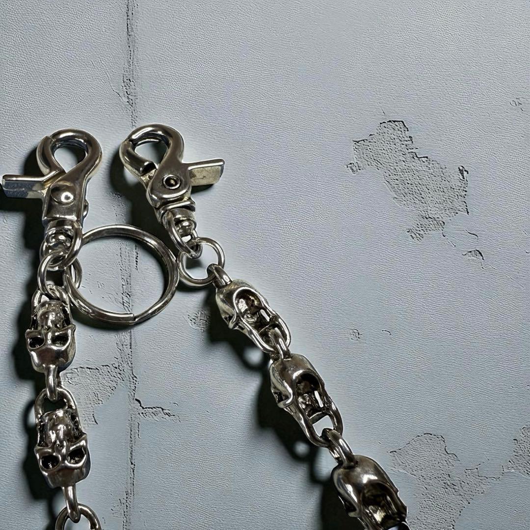 ウォレットチェーン シルバー スカル 骸骨 バイカー ロック