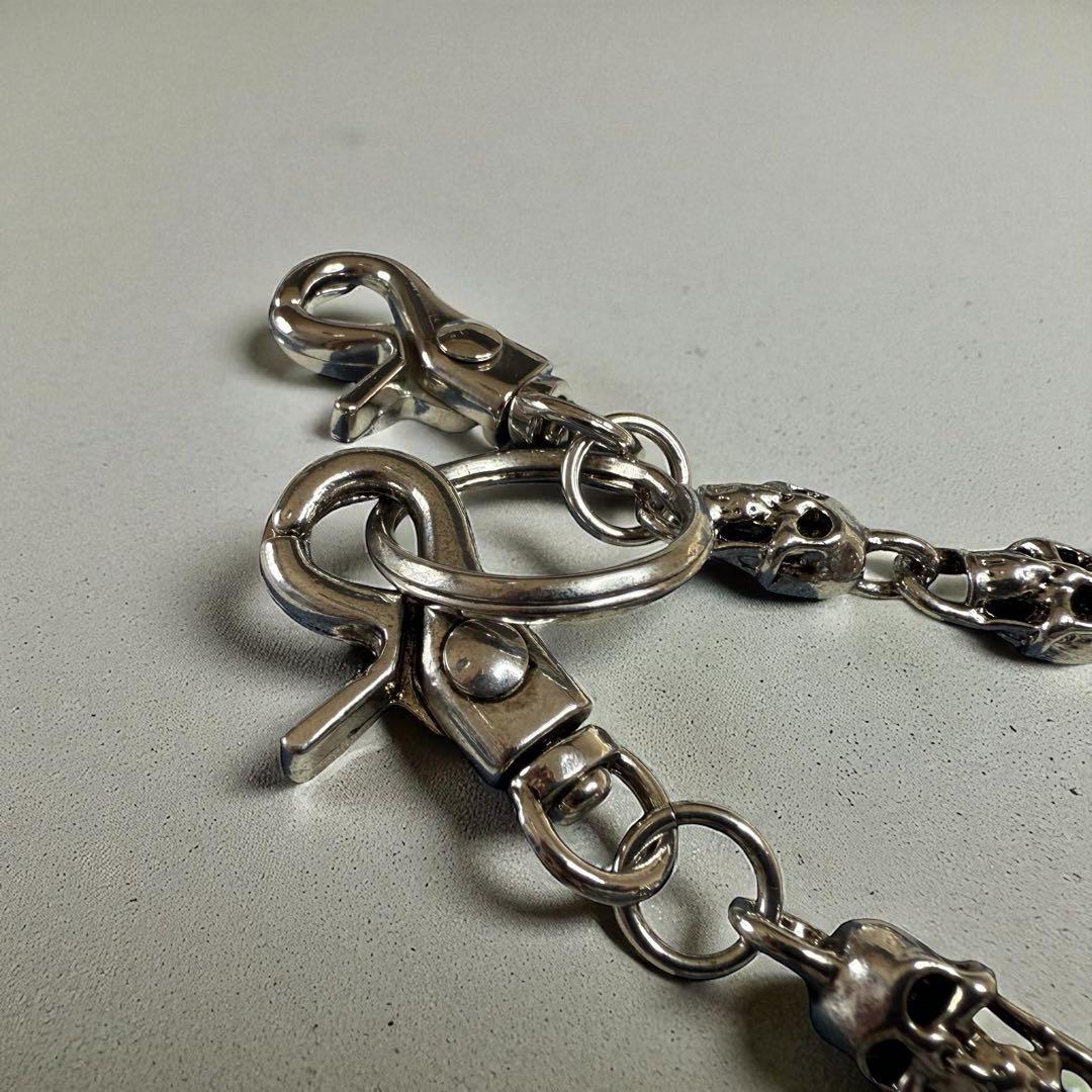 ウォレットチェーン シルバー スカル 骸骨 バイカー ロック